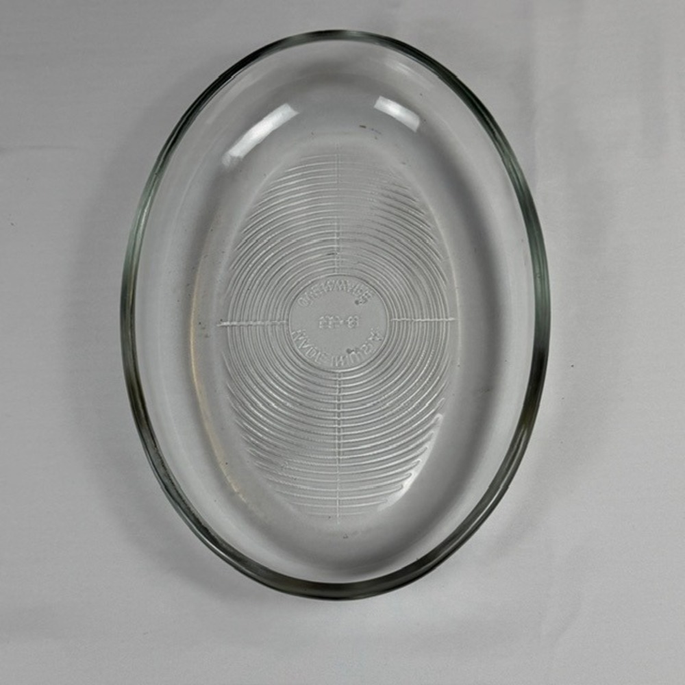 Vintage Clear Glass Oval Baking Dish Ovenware 55-8 Made in USA 9 Inch